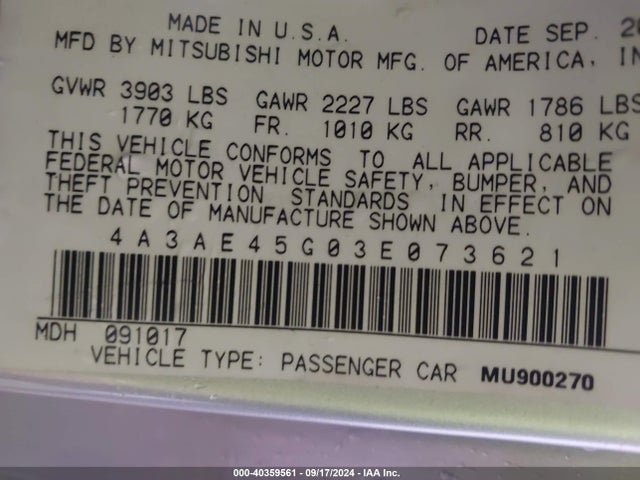 2003 MITSUBISHI ECLIPSE SPYDER 4A3AE45G03E073621 Photo 8