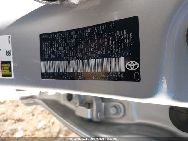 Toyota COROLLA LE 2024 5YFB4MDE1RP167982 Image 9