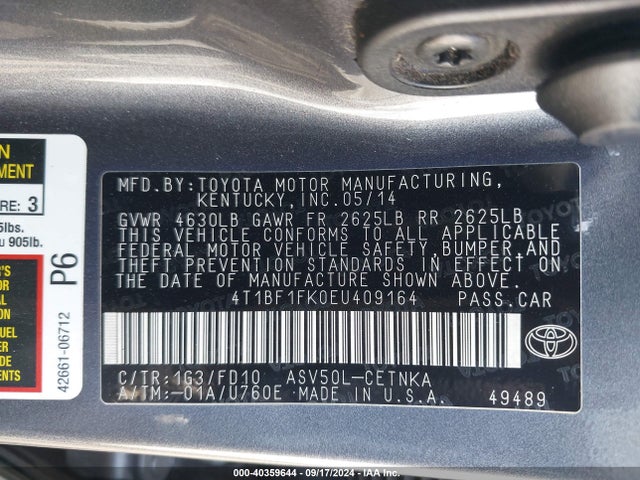 Toyota CAMRY LE 2014 4T1BF1FK0EU409164 Image 9