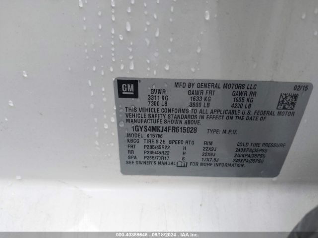 1GYS4MKJ4FR615028 Cadillac Escalade Luxury