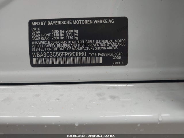 BMW 320i Xdrive 2015 WBA3C3C56FP663860 Image 9