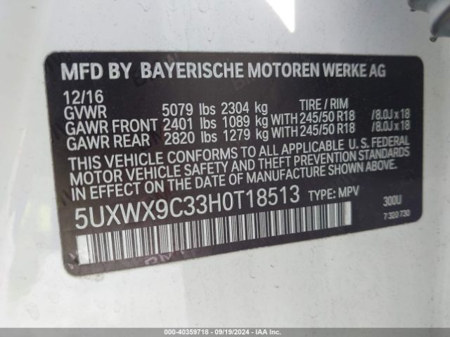 2017 BMW X3 5UXWX9C33H0T18513 Photo 8