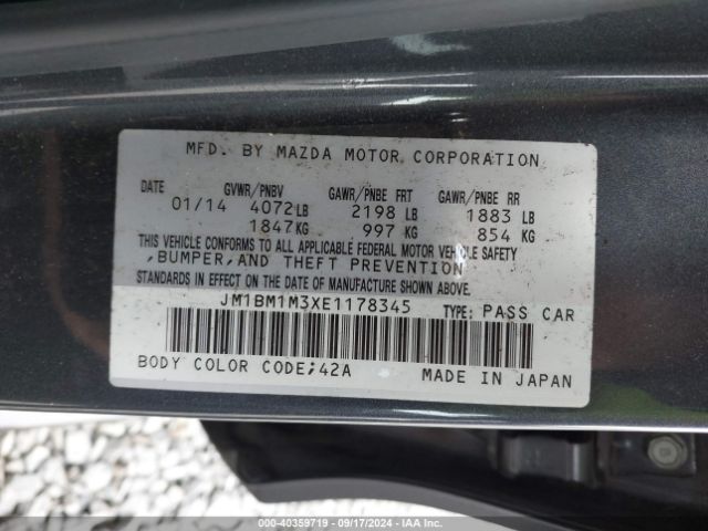 JM1BM1M3XE1178345 Mazda Mazda3 S Grand Touring