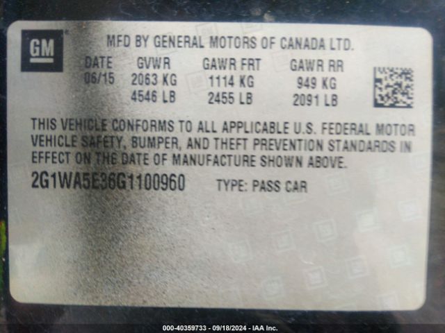 2G1WA5E36G1100960 Chevrolet Impala Limited Ls
