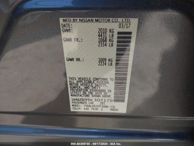 Nissan LEAF S 2017 1N4BZ0CP3HC307170 Image 9