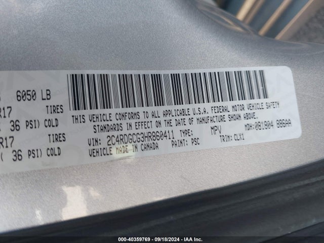 Dodge Grand Caravan Sxt 2017 2C4RDGCG3HR860411 Image 9