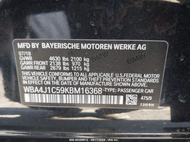 WBA4J1C59KBM16368 BMW 430i Gran Coupe