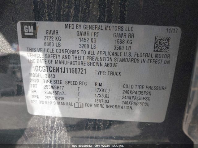 1GCGTCEN1J1160721 Chevrolet Colorado Lt