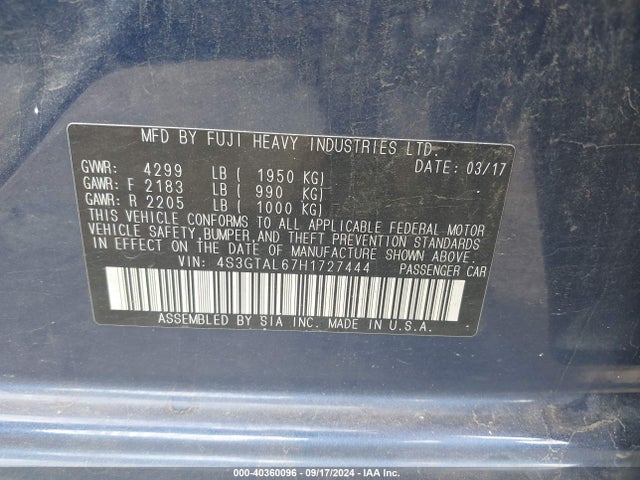 4S3GTAL67H1727444 Subaru Impreza 2.0i Sport