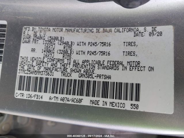 3TMCZ5AN5MM373631 Toyota Tacoma Sr V6