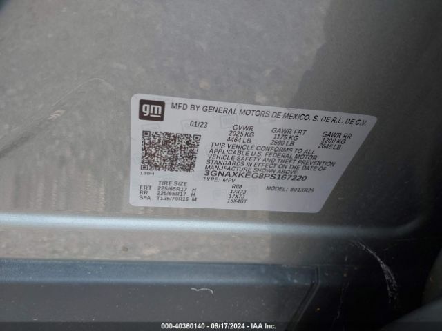 3GNAXKEG8PS167220 Chevrolet Equinox Fwd Lt