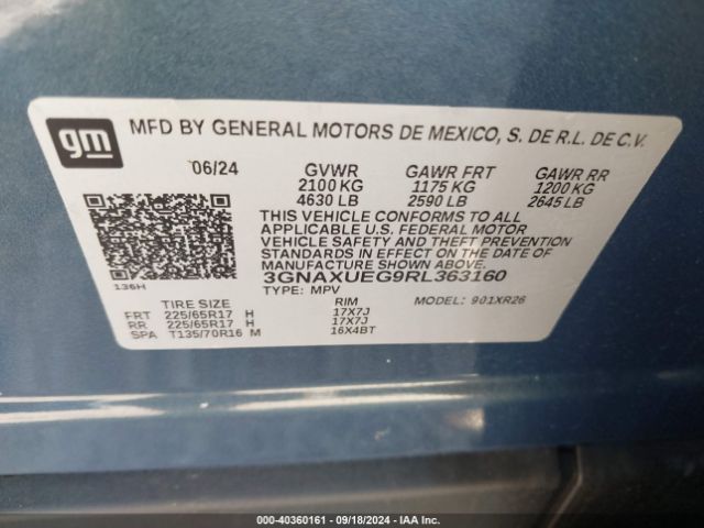 3GNAXUEG9RL363160 Chevrolet Equinox Awd Lt
