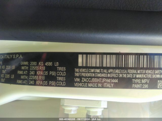 ZACCJBBH7JPH41444 Jeep Renegade Altitude 4x4