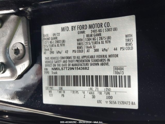 NM0LS7T29N1543682 Ford Transit Connect Xlt