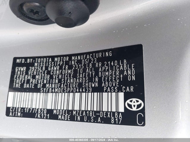Toyota COROLLA LE 2023 5YFB4MDE5PP044439 Image 9