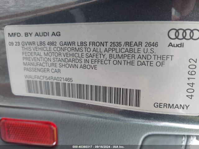 WAUFACF54RA021465 Audi A5 Sportback Premium Plus 45 Tfsi Quattro S Tronic