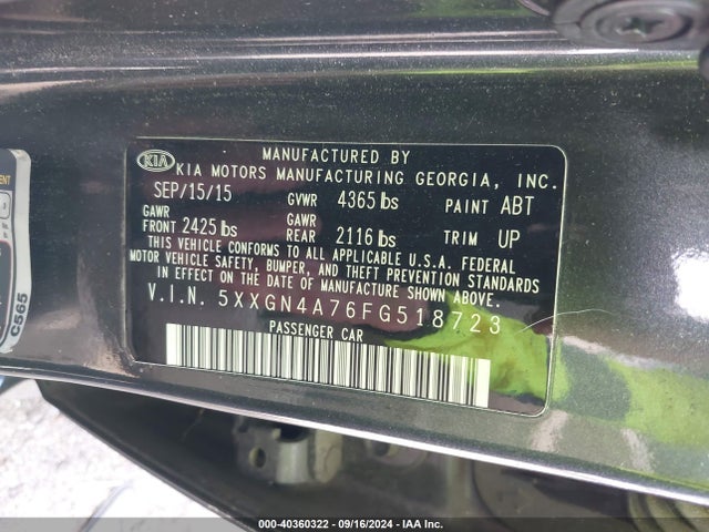 5XXGN4A76FG518723 KIA OPTIMA EX