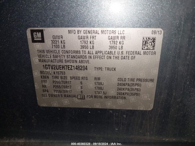 1GTV2UEH7EZ148204 GMC Sierra 1500 Sle