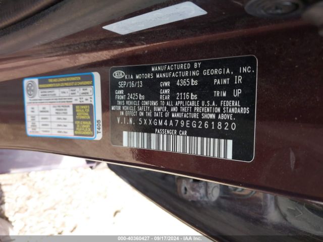 5XXGM4A79EG261820 KIA Optima Lx