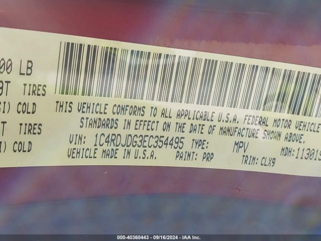 1C4RDJDG3EC354495 Dodge DURANGO LIMITED