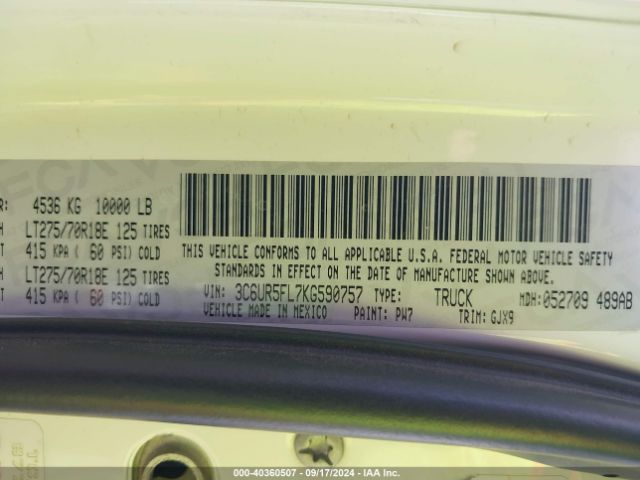 3C6UR5FL7KG590757 RAM 2500 Laramie  4x4 6'4 Box