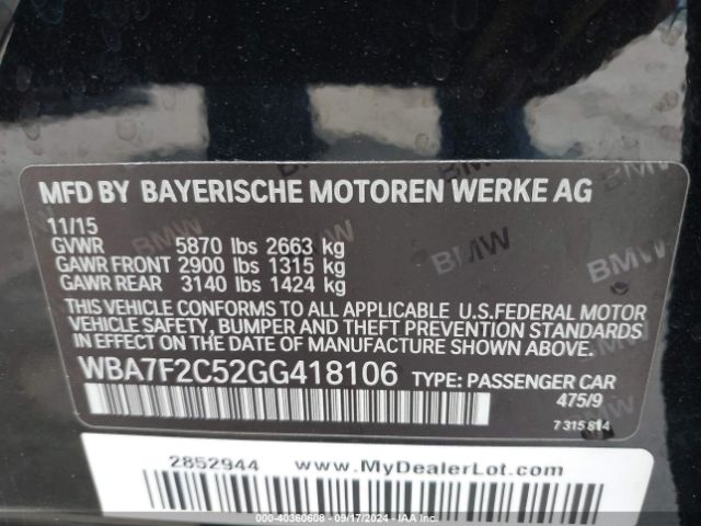 WBA7F2C52GG418106 BMW 750i Xdrive