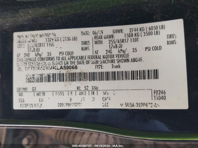 1FTER4EH4KLA59068 Ford Ranger Xlt