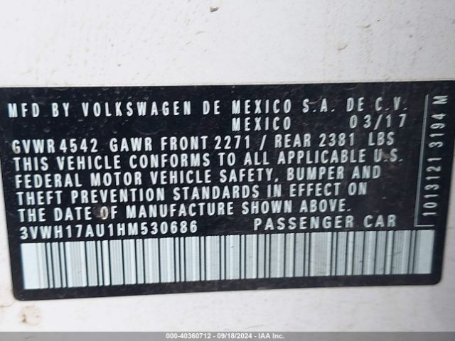 3VWH17AU1HM530686 Volkswagen Golf Alltrack Tsi S/tsi Se/tsi Sel