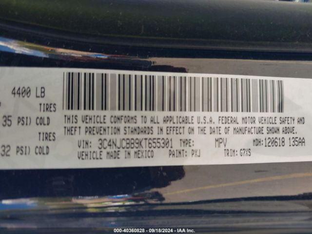 3C4NJCBB9KT655301 Jeep Compass Sun And Wheel Fwd