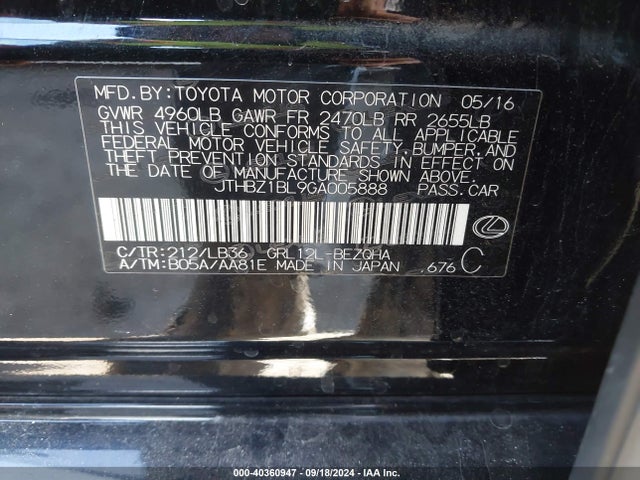 JTHBZ1BL9GA005888 Lexus Gs 350 F Sport