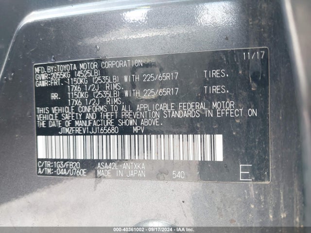 Toyota RAV4 LE 2018 JTMZFREV1JJ165680 Image 9