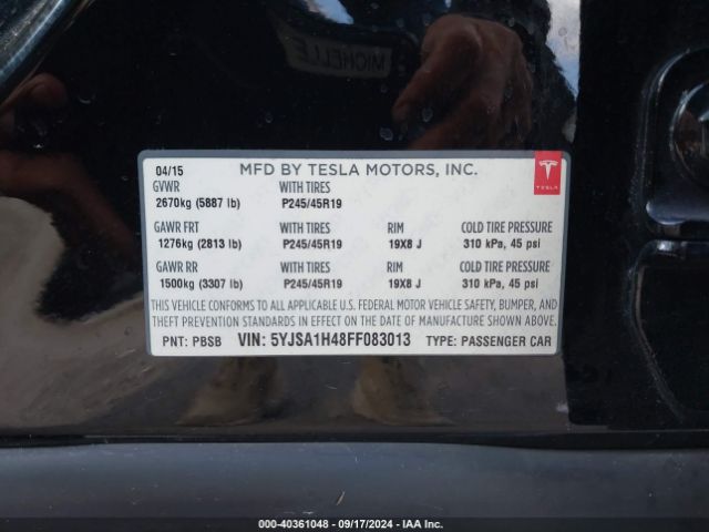 5YJSA1H48FF083013 Tesla Model S 85d/p85d