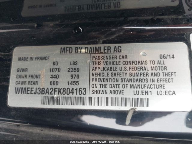 WMEEJ3BA2FK804163 Smart Fortwo Passion/pure