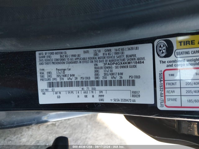 Ford FIESTA ST 2019 3FADP4GX4KM118484 Image 9