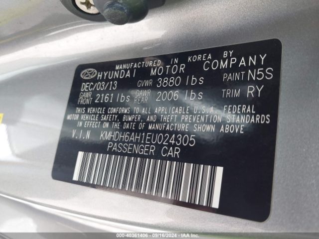 KMHDH6AH1EU024305 Hyundai Elantra