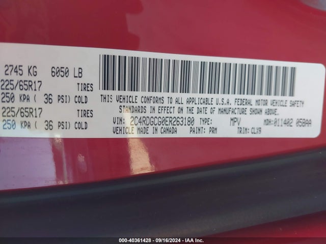 Dodge Grand Caravan Sxt 30th Anniversary 2014 2C4RDGCG0ER263180 Image 9