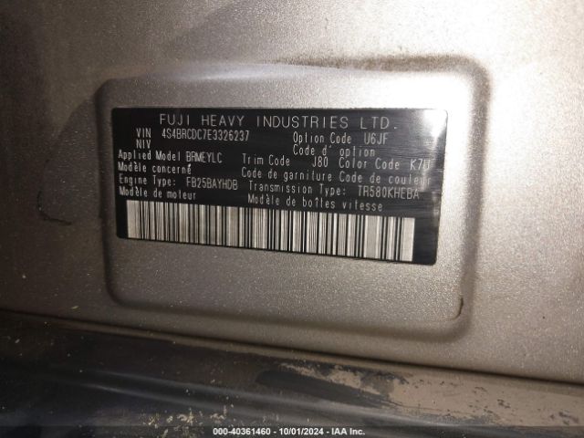 4S4BRCDC7E3326237 Subaru Outback 2.5i Premium