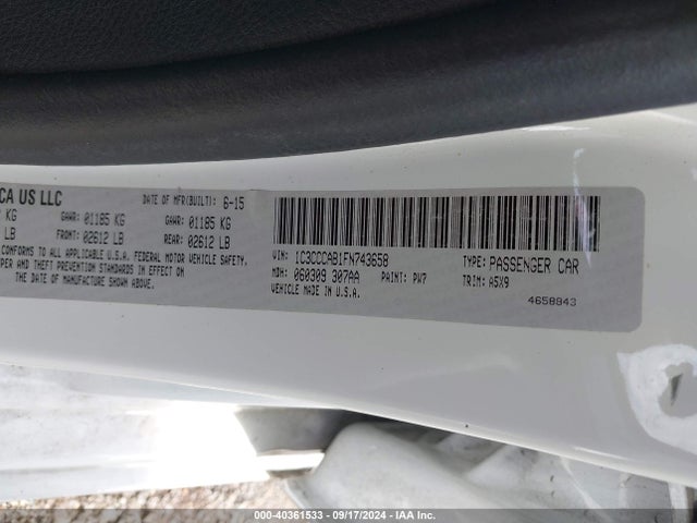 1C3CCCAB1FN743658 Chrysler 200