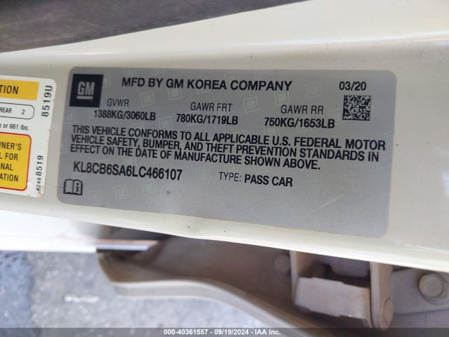 Chevrolet Spark Fwd Ls Automatic 2020 KL8CB6SA6LC466107 Image 9