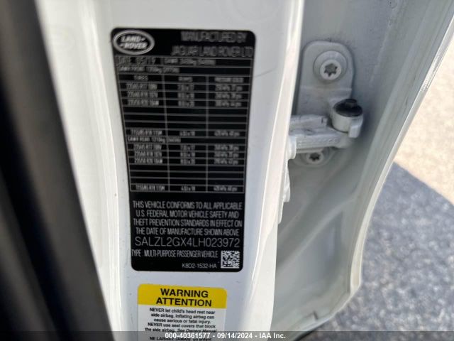 SALZL2GX4LH023972 Land Rover Range Rover Evoque Se