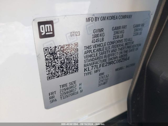 KL77LFE29RC082564 Chevrolet Trax Fwd Sp