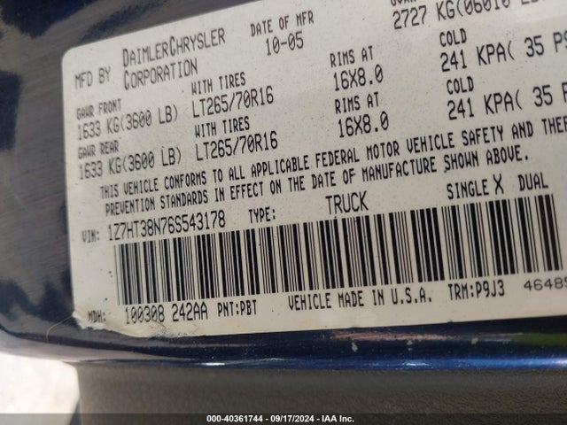 2006 MITSUBISHI RAIDER 1Z7HT38N76S543178 Photo 8