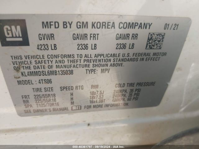 KL4MMDSL6MB135038 Buick Encore Gx Fwd Select