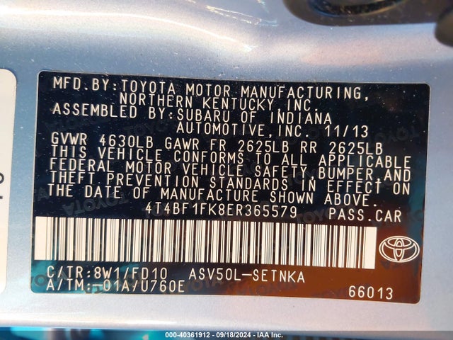 Toyota CAMRY LE 2014 4T4BF1FK8ER365579 Image 9