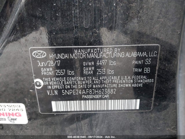 Hyundai SONATA SE 2018 5NPE24AF8JH623882 Image 9
