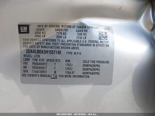 Chevrolet EQUINOX LS 2017 2GNALBEK3H1557140 Image 9