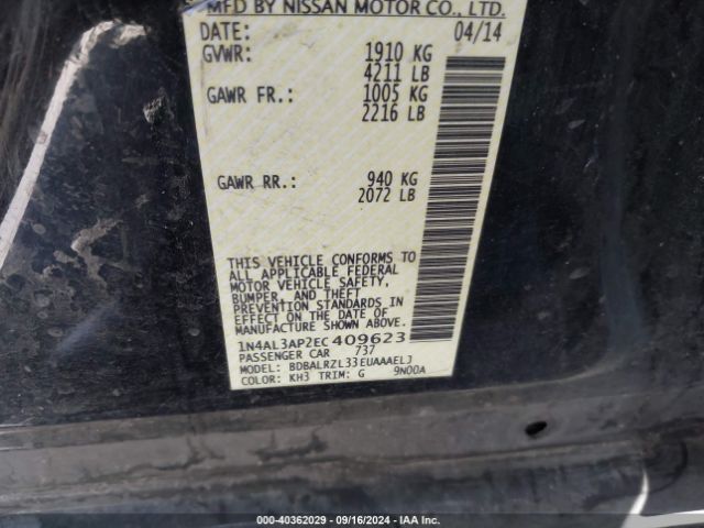 1N4AL3AP2EC409623 Nissan Altima 2.5 S