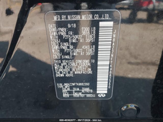 JN8AZ2NF7K9682350 Infiniti QX80 LUXE