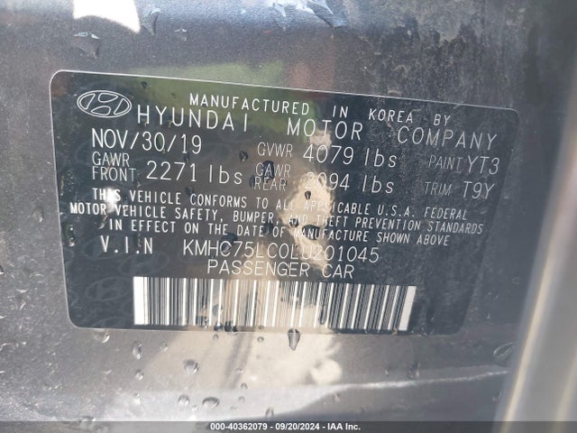 KMHC75LC0LU201045 Hyundai Ioniq Hybrid Se