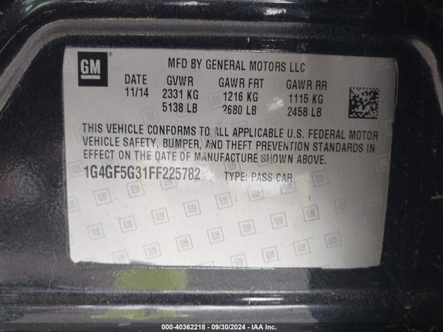 1G4GF5G31FF225782 Buick Lacrosse Premium Ii